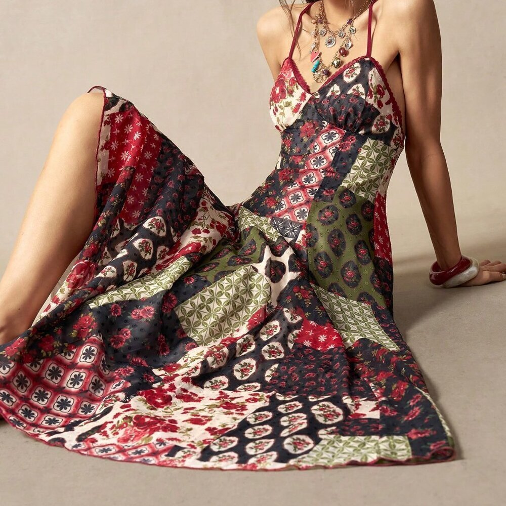 Multicolor Boho Women's Long Strap Dress
